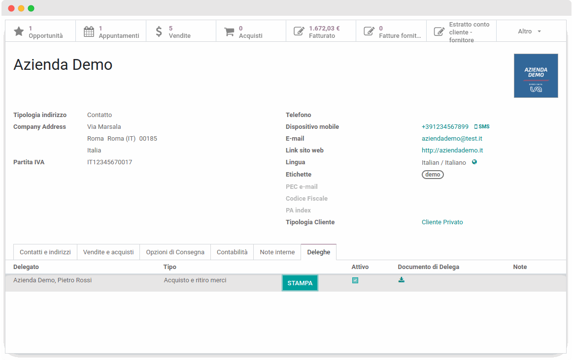 Odoo • Testo e immagine